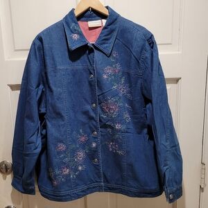 Alfred Dunner Woman Embroidered Denim Jacket Fully Lined Plus 20W  GUC